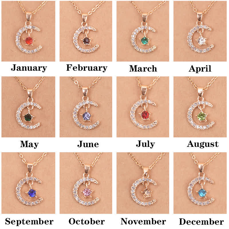 Olivenorma Month Birthstone Star Creative Gift Card Necklace
