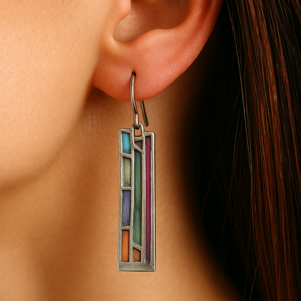 Vintage Colorful Silver Earrings