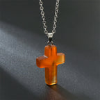 Olivenorma Natural Stone Cross Gemstone Necklace