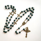 Olivenorma Malachite Copper Cross Pendant Rosary Necklace