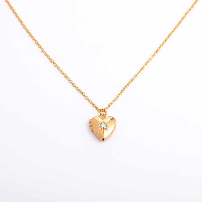 Olivenorma "Shine in My Heart"-Birthstone Heart Album Gift Card  Necklace