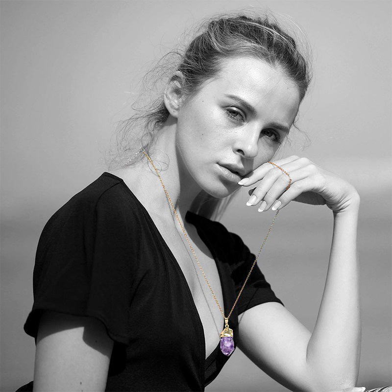 Olivenorma Amethyst Crystal Healing Necklace