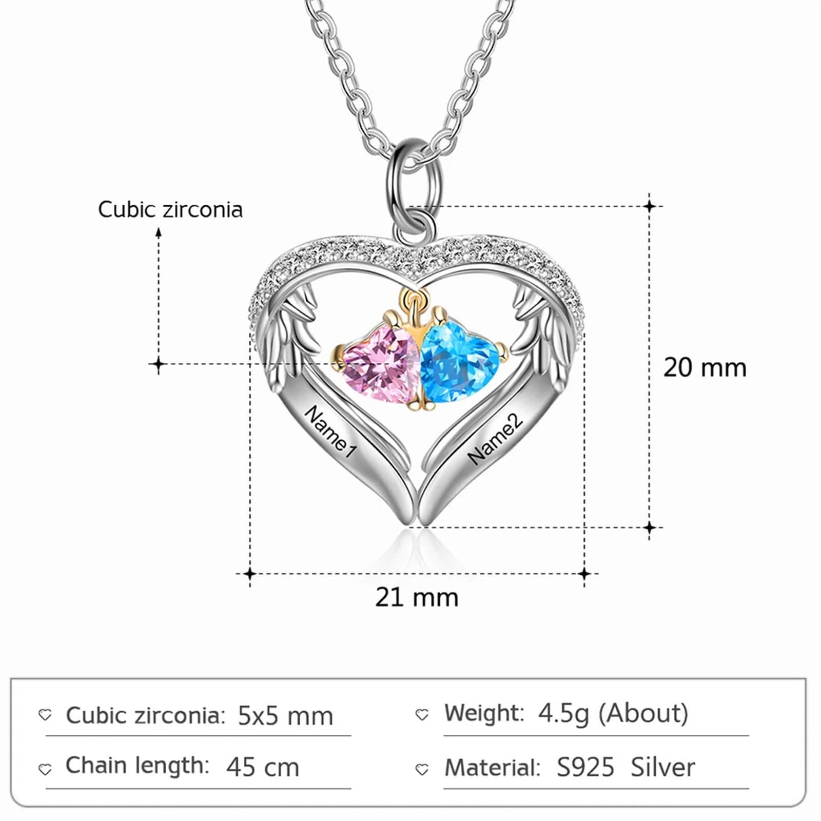 Olivenorma Personalized Birthstone Engraved Name Gift CZ Necklace