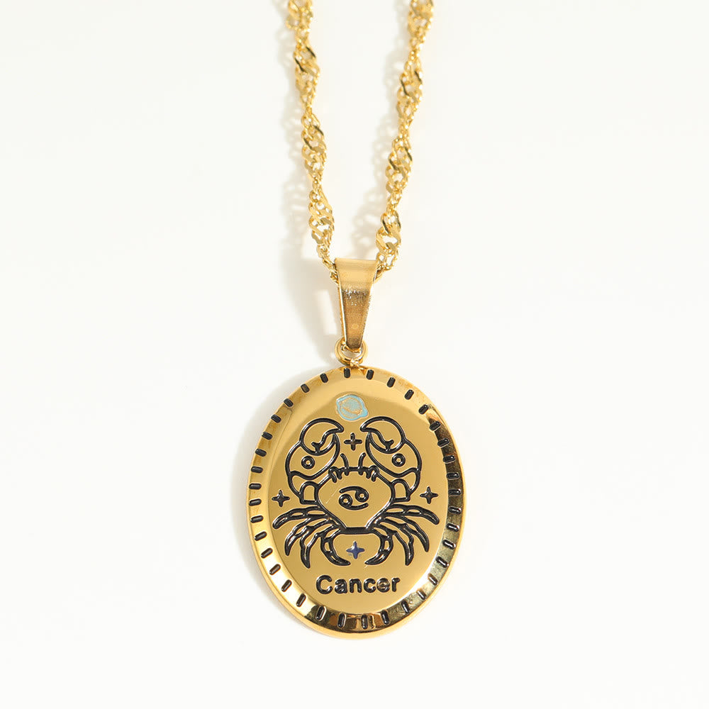 Olivenorma French Vintage Zodiac Stainless Steel 18k Gold Necklace