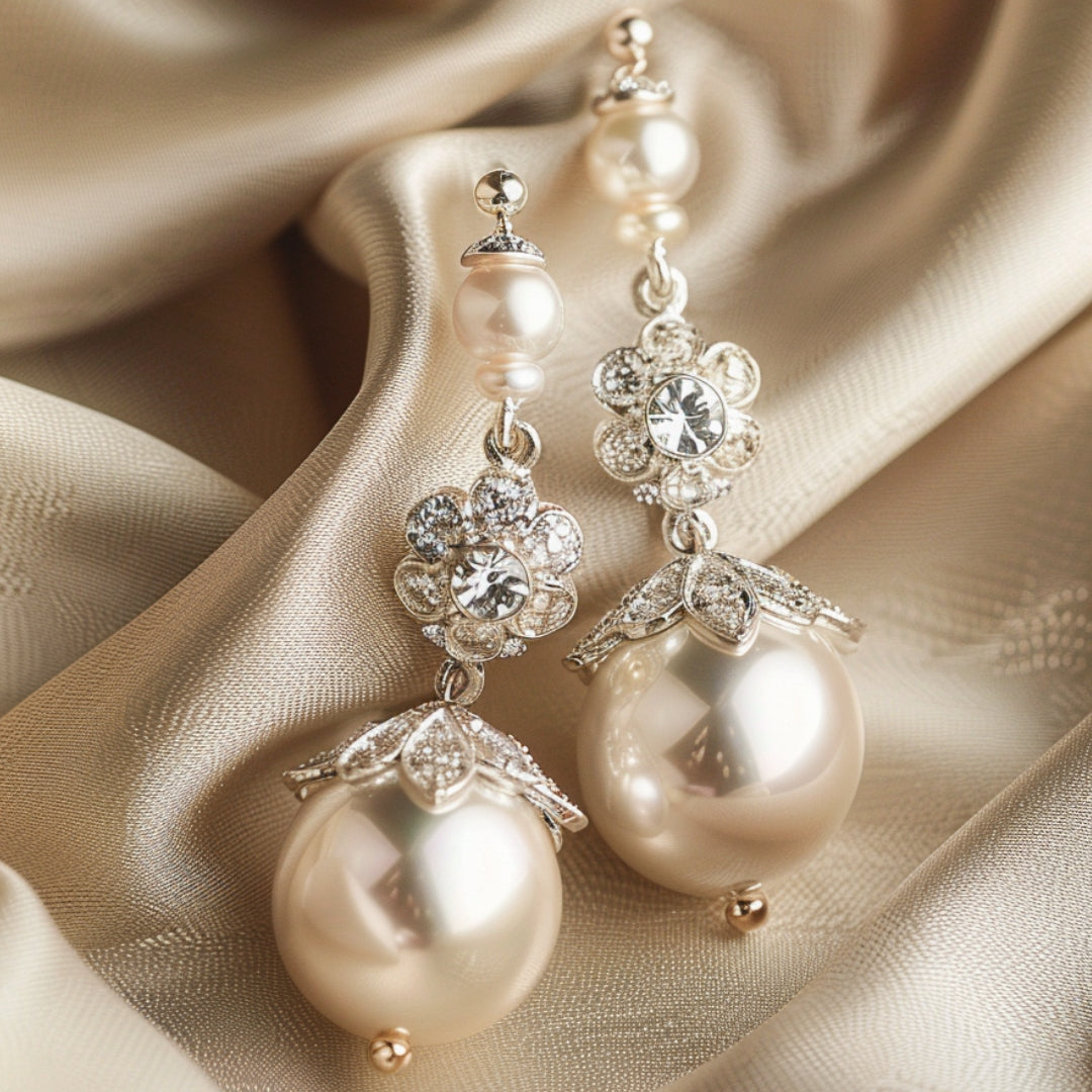 Dangling White Pearl Earrings