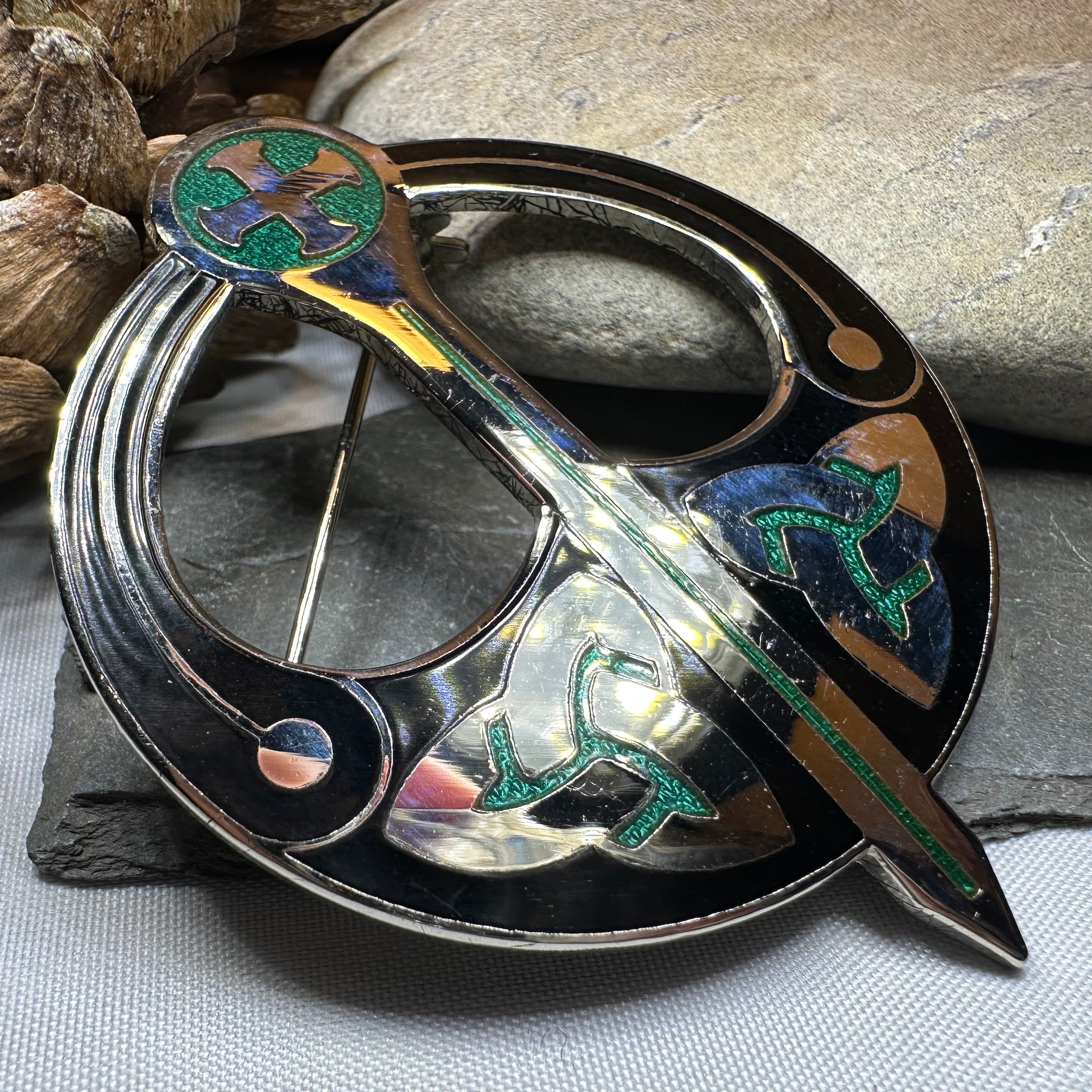 Enamel Celtic Trinity Knot Tara Brooch