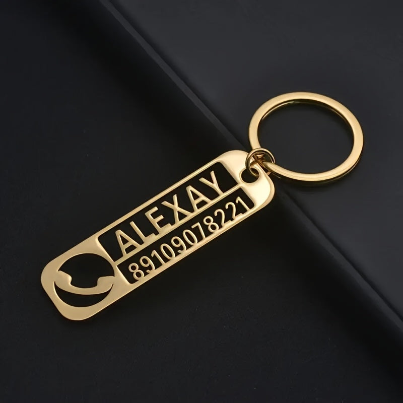 Personalized Stainless Steel Keychain - Custom Engraved Name & Message
