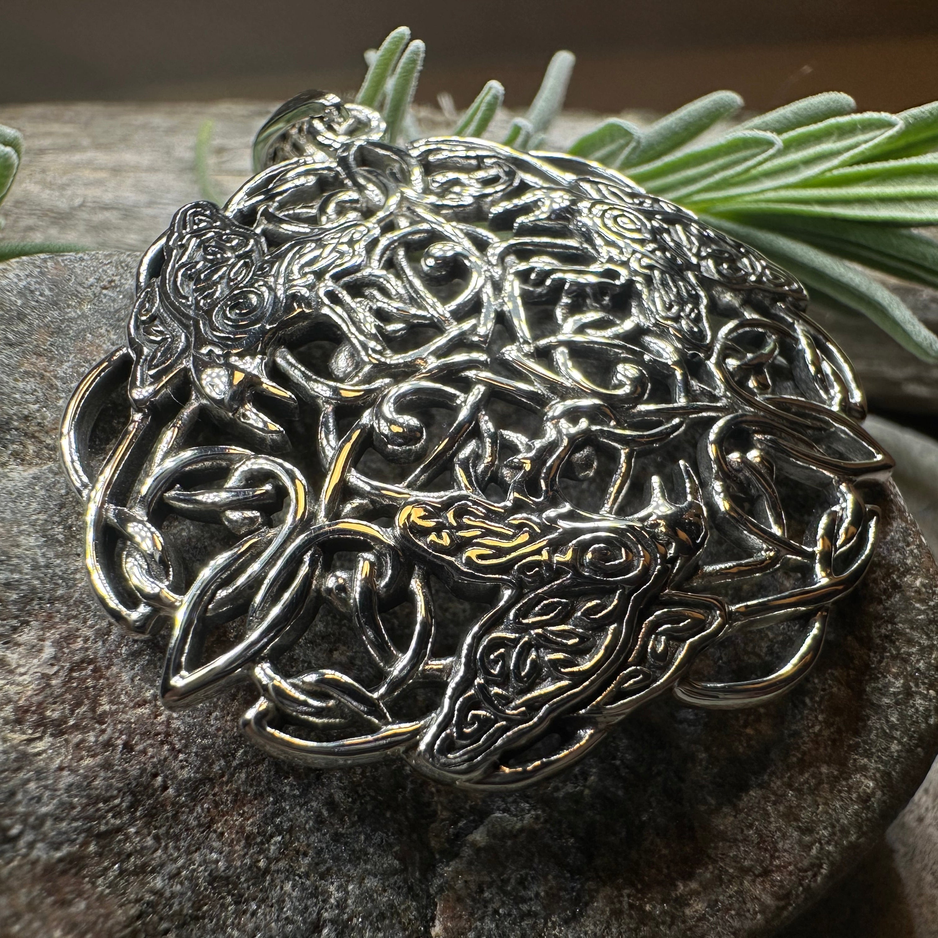 Pictish Triple Celtic Raven Necklace