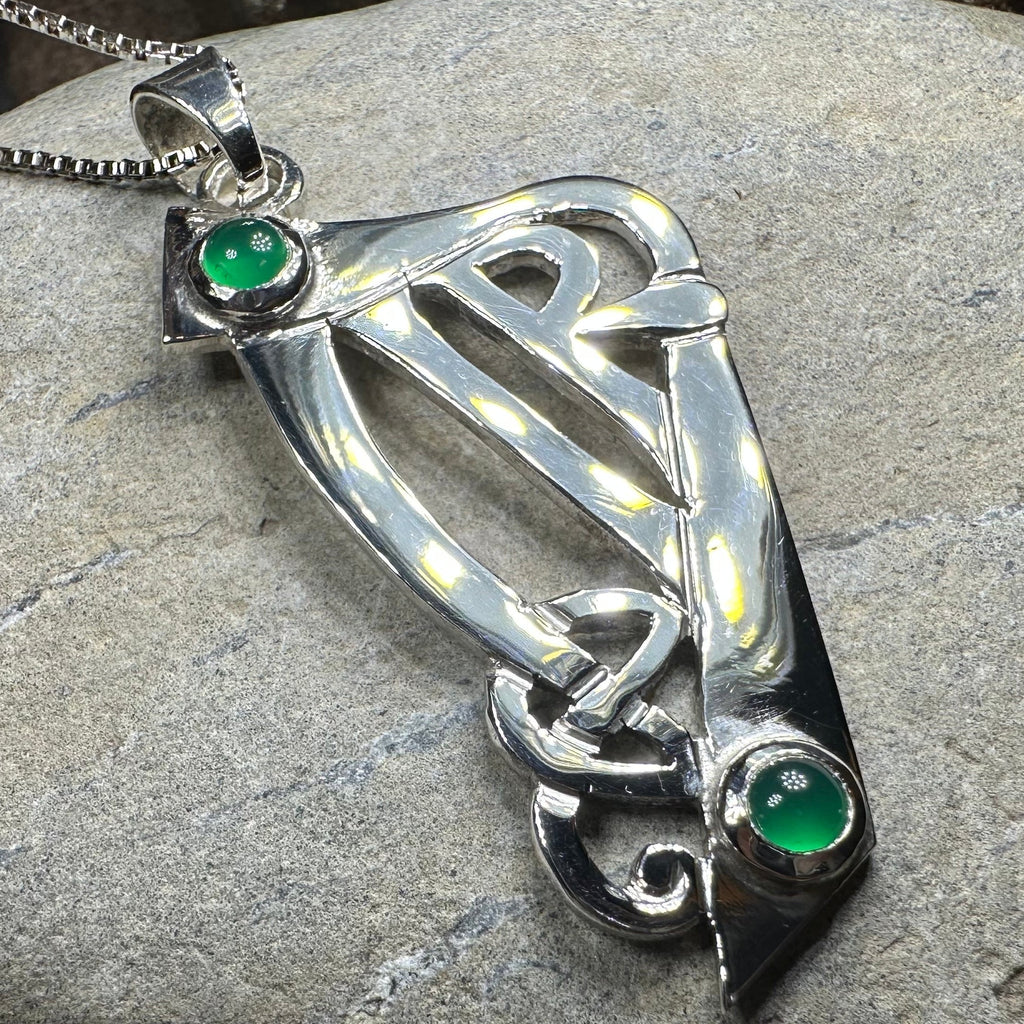 Artisan Large Irish Harp Necklace