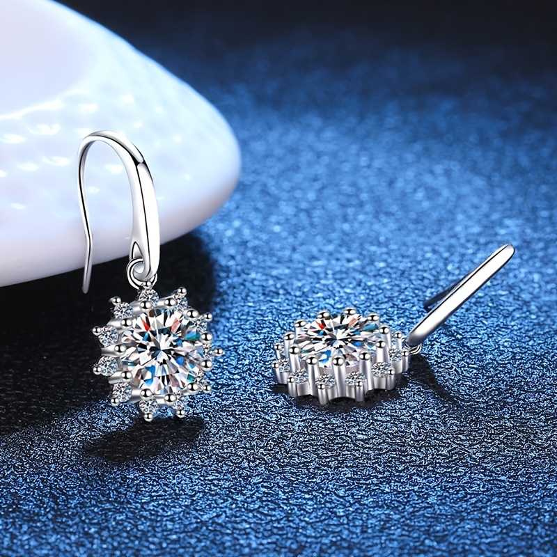 Women's Silver Plated Sunflower Drop Earring With Cubic Zirconia