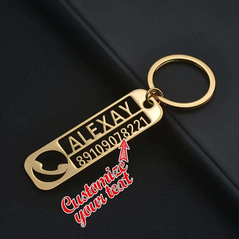 Personalized Stainless Steel Keychain - Custom Engraved Name & Message