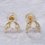 Opal Moon Stud Earrings