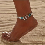 Elegant Double Heart Anklet Set