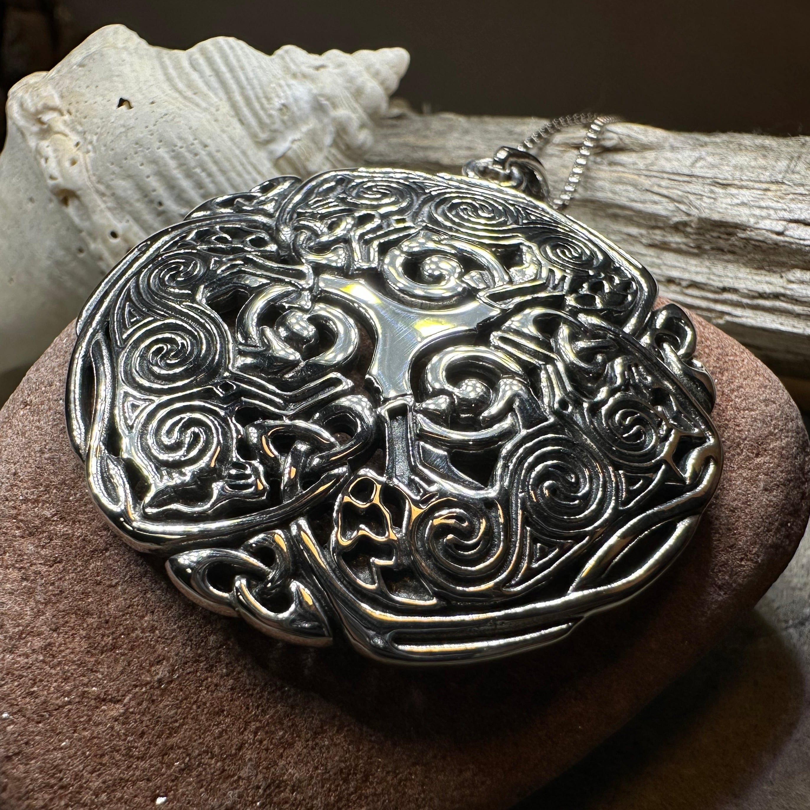 Pictish Triple Celtic Wolf Necklace