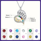 Olivenorma Mothers Birthstones Half Diamond Heart Necklace