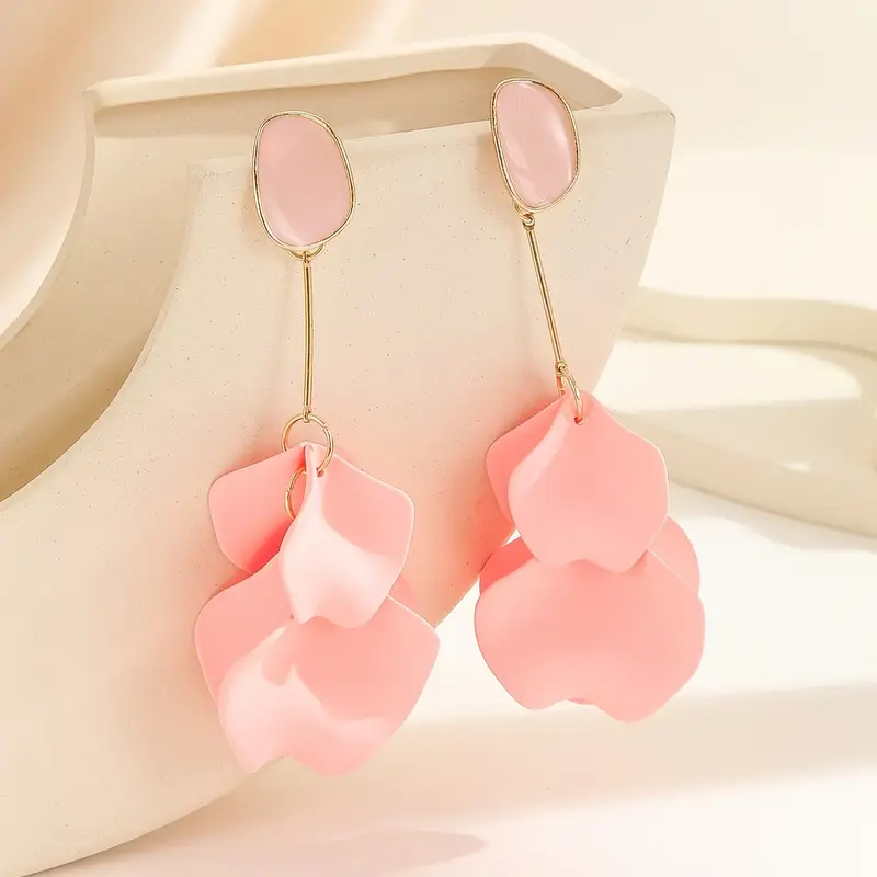Light Pink Petal Dangling Earrings