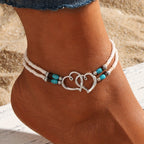 Elegant Double Heart Anklet Set