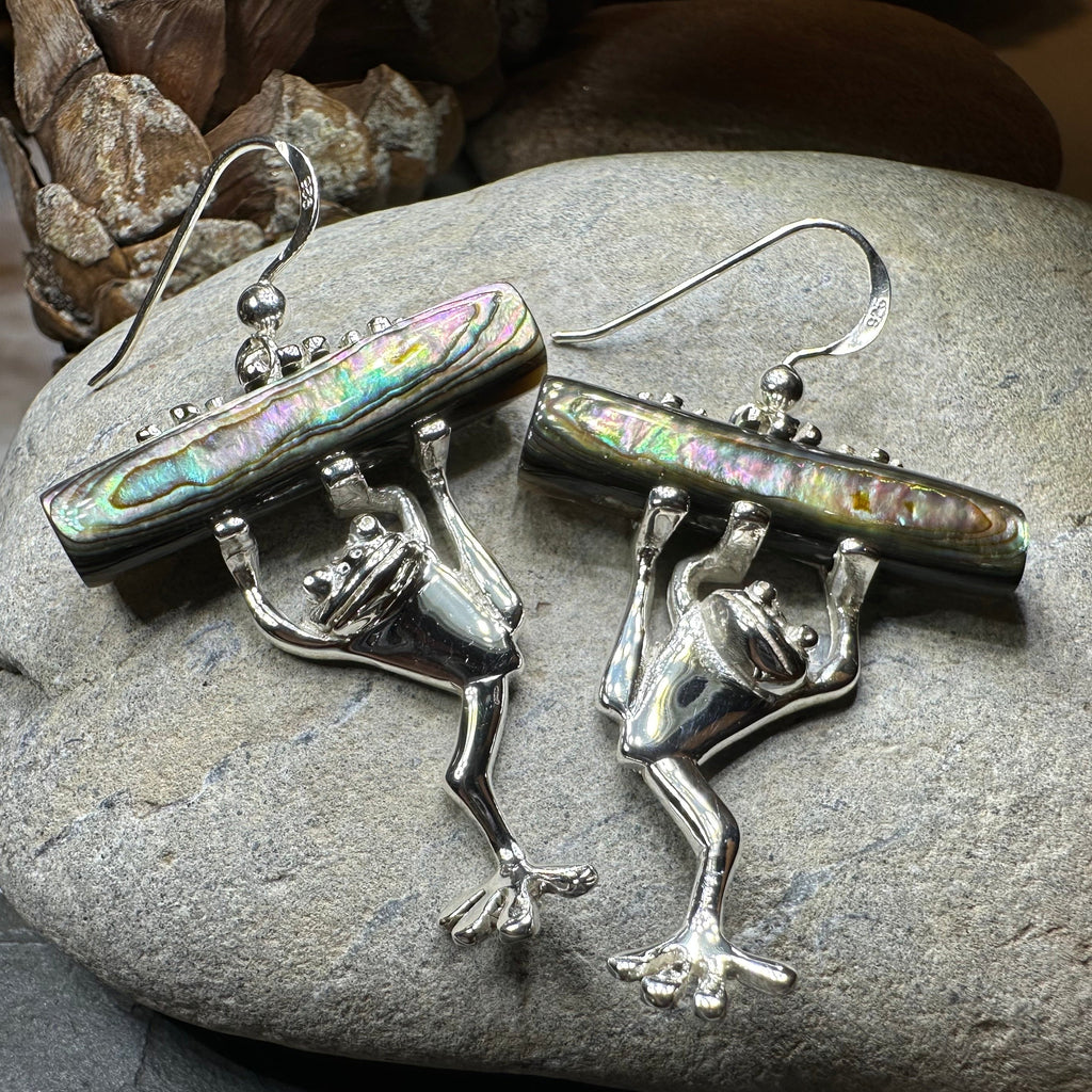 Abalone Frog Earrings
