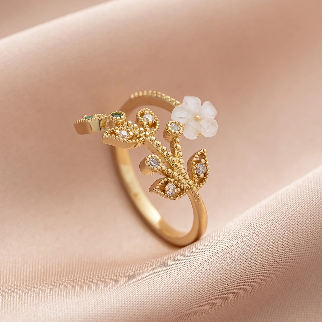 Crystal Bright White Flower Ring