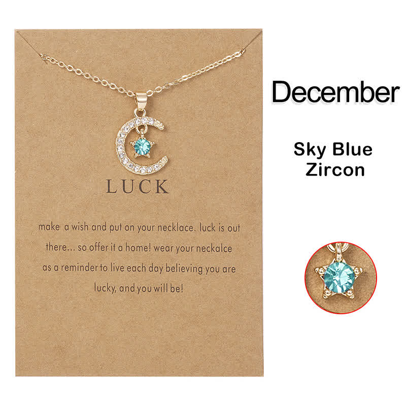Olivenorma Month Birthstone Star Creative Gift Card Necklace
