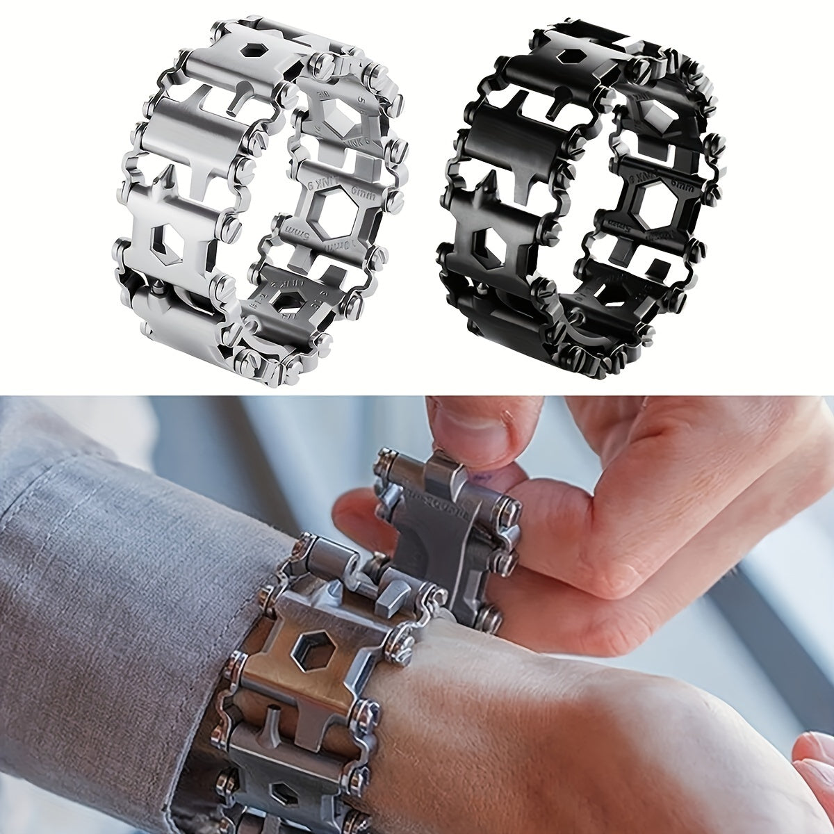 29-in-1 Tool Bracelet Stainless Steel - Outdoor Travel Wristband