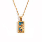 Olivenorma Stainless Steel 18k Gold Plated Tarot Card Necklace