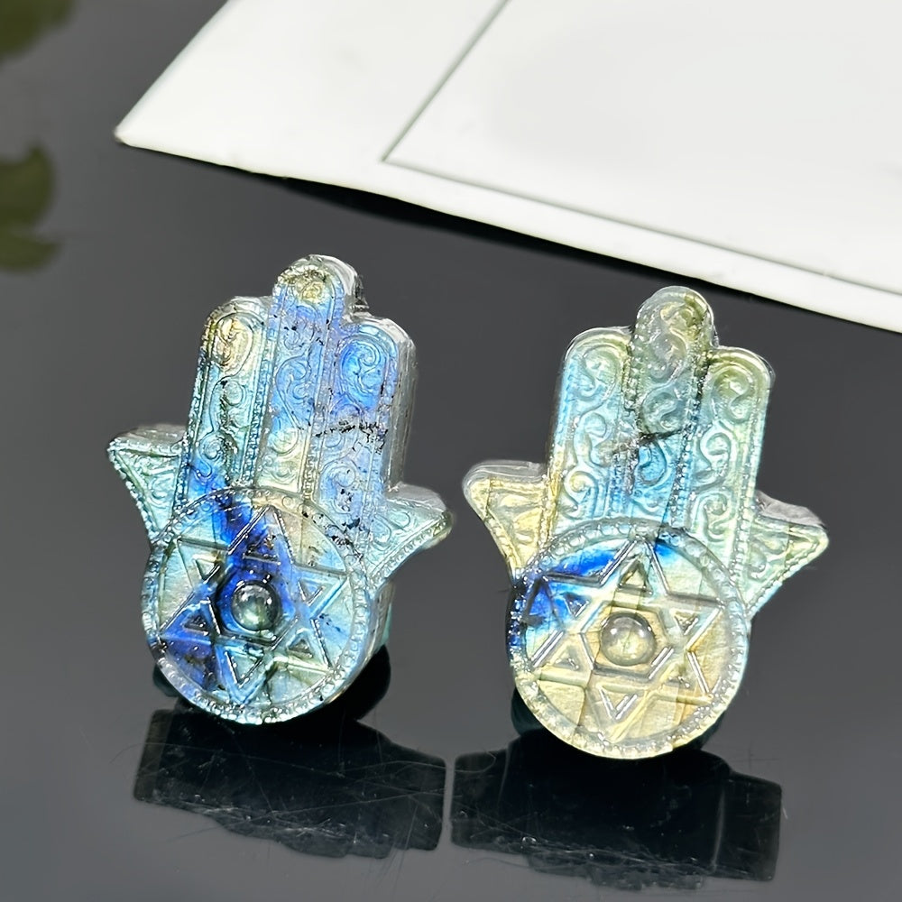 Labradorite Hexagram Crystal Carving