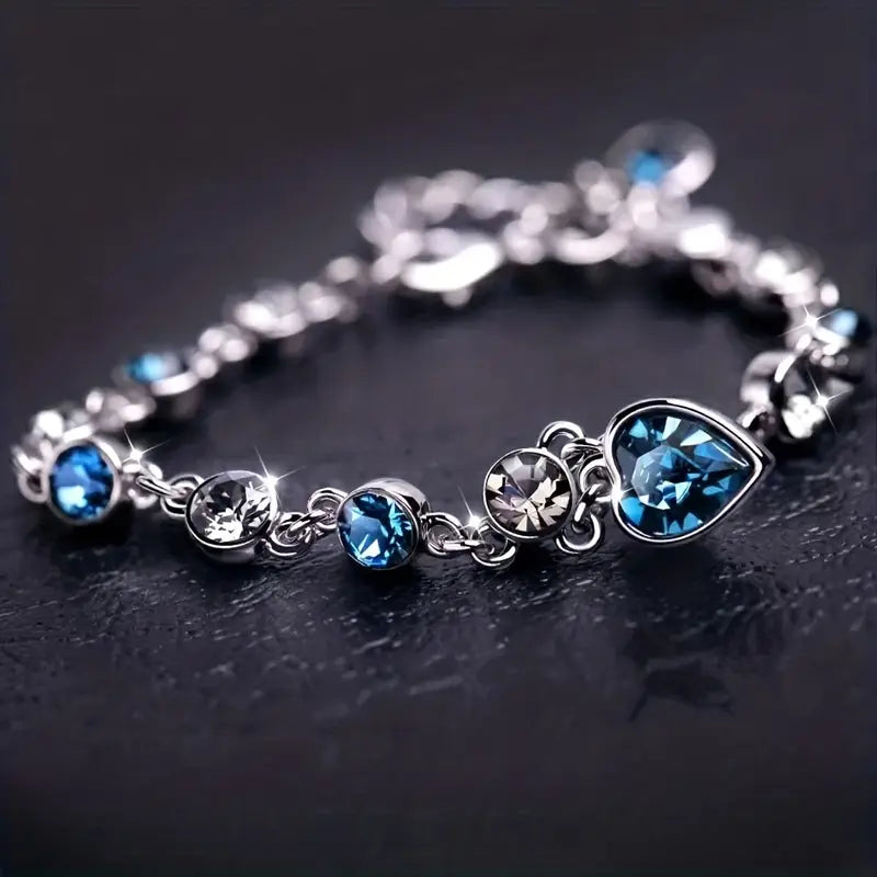 Radiant Ocean Blue Heart Bracelet