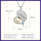 Olivenorma Mothers Birthstones Half Diamond Heart Necklace