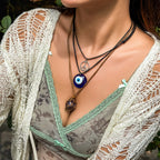 Olivenorma Obsidian Tree Of Life Evil Eye Pendant Necklace Set