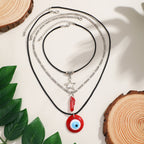 Olivenorma Obsidian Tree Of Life Evil Eye Pendant Necklace Set