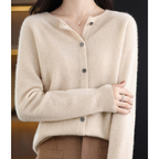 Pure - Pure Merino Wool Women's O-Neck Cardigan Sweater