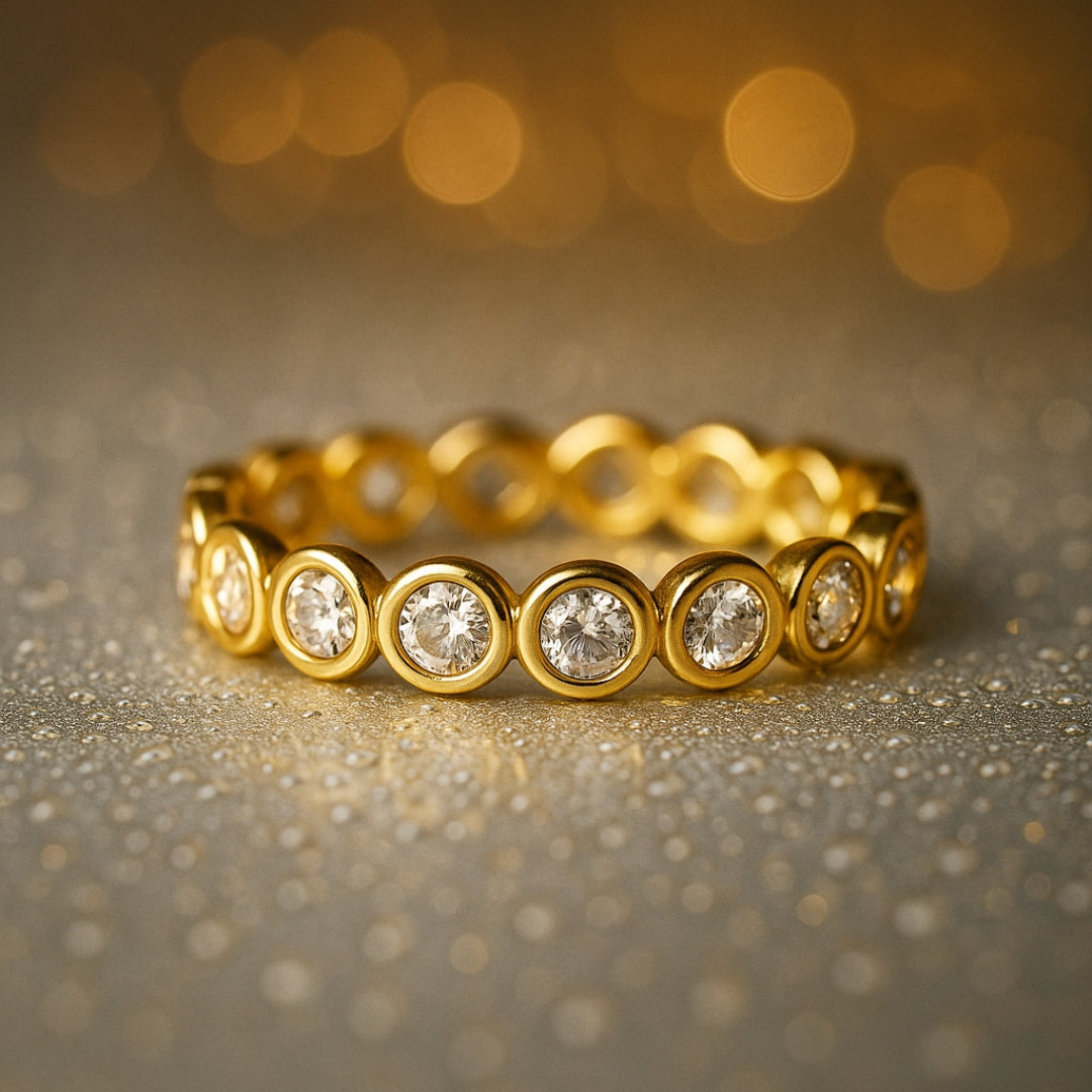 Bezel Set Eternity 14K Gold Ring