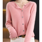 Pure - Pure Merino Wool Women's O-Neck Cardigan Sweater