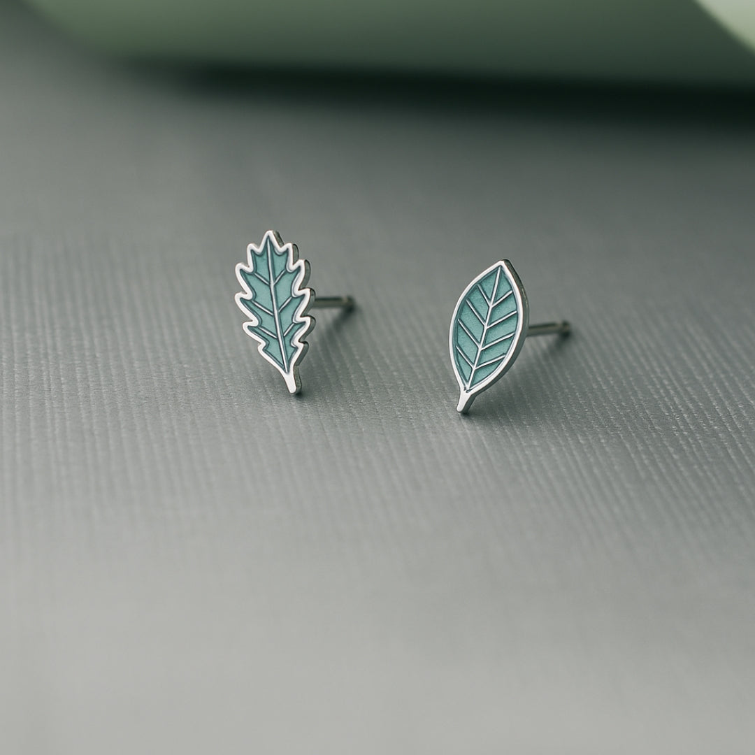Turquoise Leaf Stud Earrings
