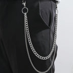 Men's Large Circle Silver Chain with Suit Pants