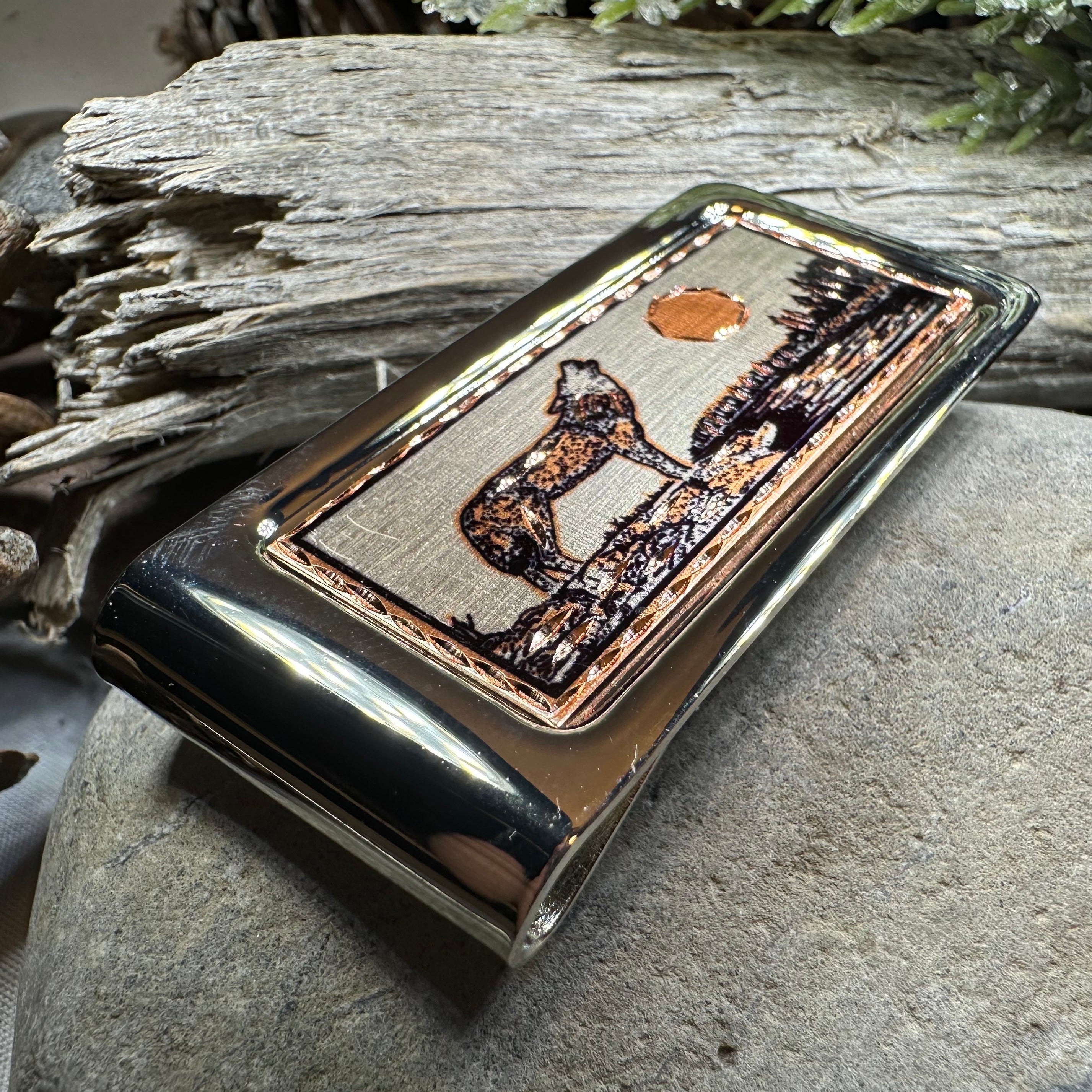 Howling Wolf Copper Money Clip