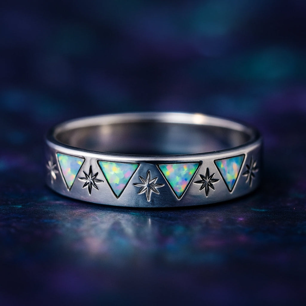 Opal & Diamond Sterling Silver Ring