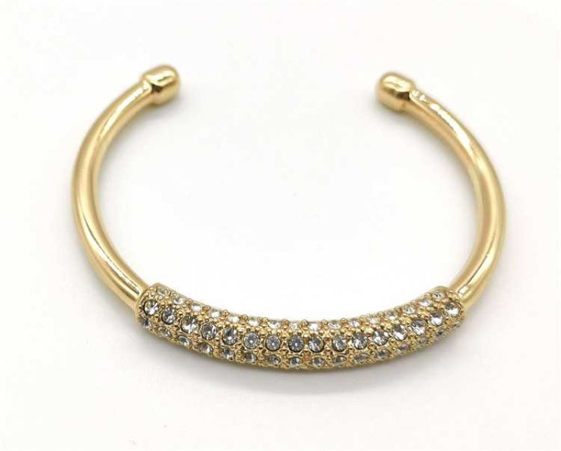 Women's Open Cuff Adjustable Bracelet Studded With Crystals