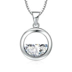 Women's Half Disk Zirconia Paved Hollow Circle Pendant Necklace