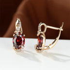 Crimson Twilight Gold Drop Earrings