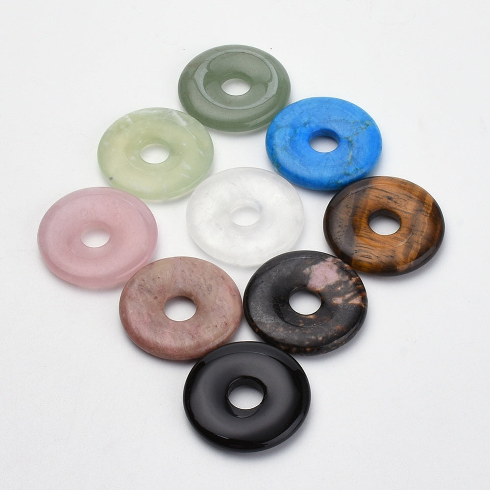 10pcs Natural Stone Donut Pendants for Jewelry Making