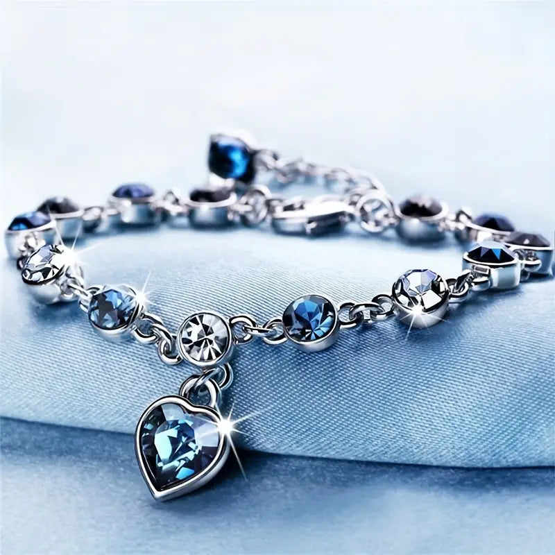 Radiant Ocean Blue Heart Bracelet