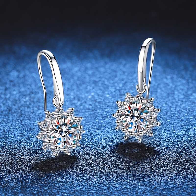 Women's Silver Plated Sunflower Drop Earring With Cubic Zirconia