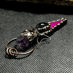 Olivenorma Copper Arrow Double Moon Crystal Pendant Gemstone Necklace