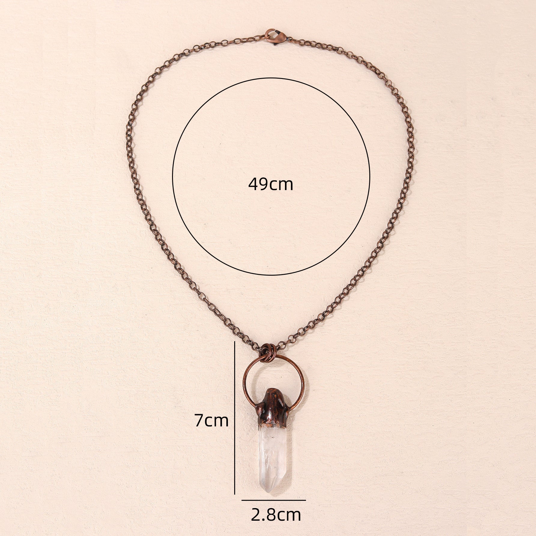 Olivenorma Copper Irregular Natural Clear Crystal Gemstone Necklace