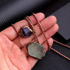 Olivenorma Irregular Green Fluorite Amethyst Gemstone Necklace