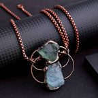 Olivenorma Green Fluorite Aquamarine Combination Pendant Necklace