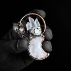 Olivenorma Clear Crystal Moon Plant Shape Pendant Gemstone Necklace