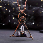 Olivenorma Copper Sun Clear Quartz Amethyst Gemstone Necklace